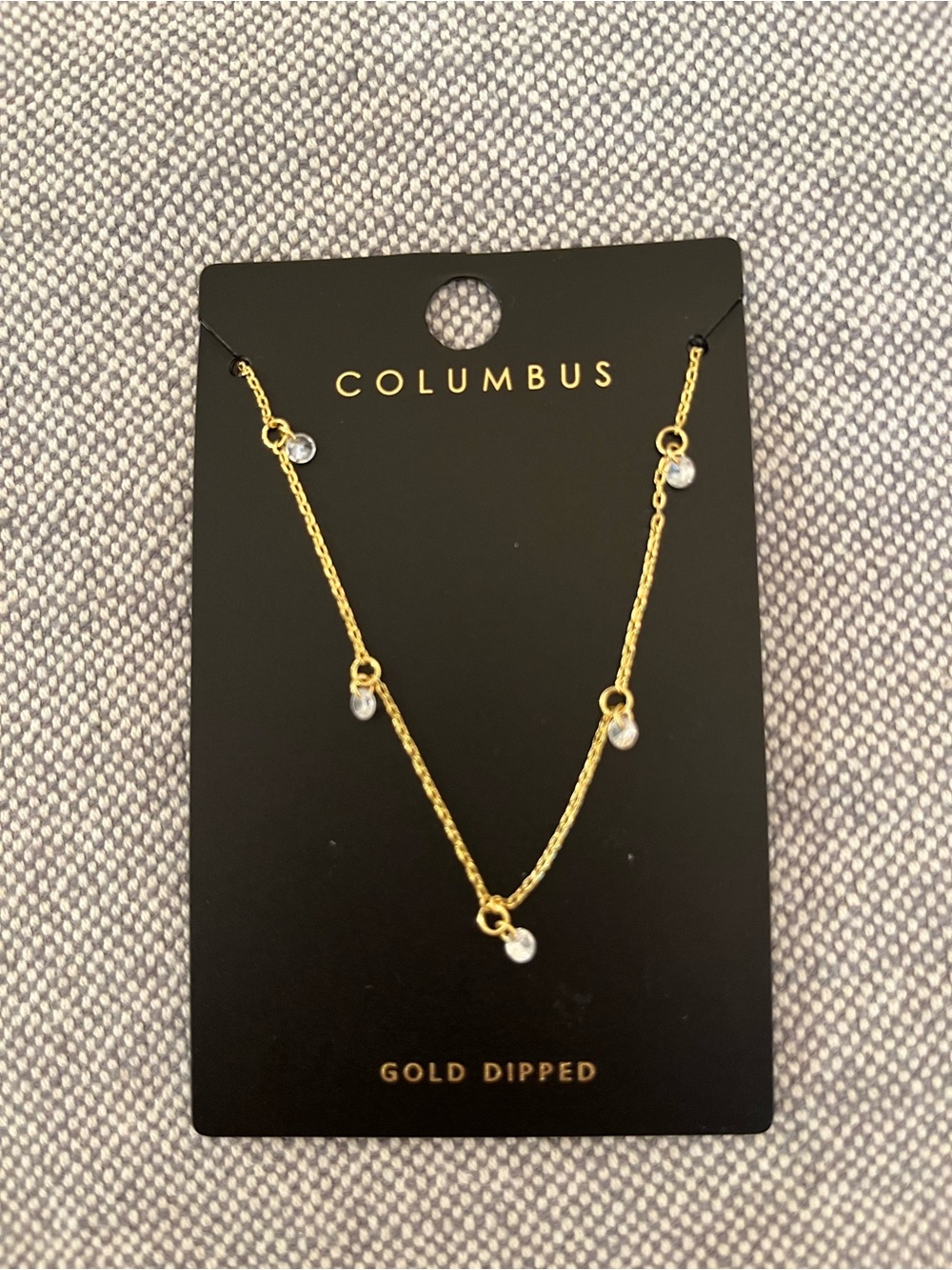Gold-Dipped Delicate Crystal Drop Necklace - Gold